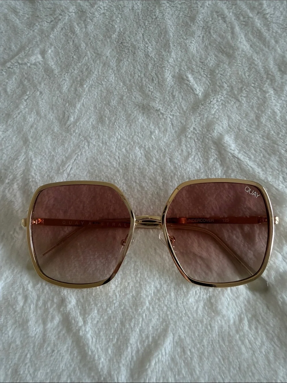 Quay Australia Gold Frame Sunglasses with Pink Gradient Lenses